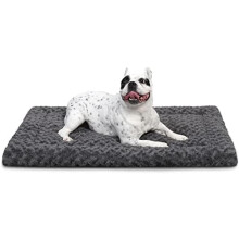 Washable Dog Bed Mat Reversible Dog Crate Pad Soft Fluffy Pet Kennel Beds Dog Sleeping Mattress for Large Jumbo Medium Small Dogs, 29 x 18 Inch, Gray