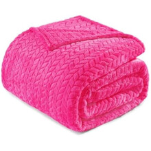 Fleece King Size Blanket for Bed, 90x104 Inches Soft Cozy Jacquard Flannel Blankets, Lightweight Fuzzy Plush Warm for Winter, Hot Pink