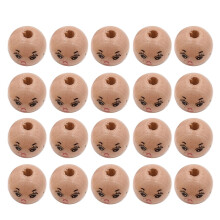20 Stück lächelnde Puppenkopf-Holzperlen für Kinder
