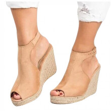 UTTOASFAY Sandali estivi da donna tinta unita comodi con tacco a svasato, scarpe casual da spiaggia color kaki 7.5 (39)