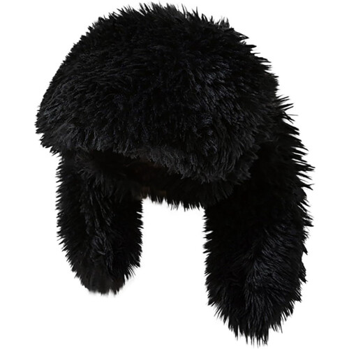 Plüschmütze mit Hasenohren aus Polyester, Schwarz, Grau, Rosa
