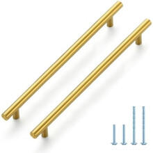 10 db-os 11,3"-os szekrényhúzó, 224 mm-es lyukközépponttal, szálcsiszolt sárgaréz és rozsdamentes acél, kompatibilis a standard