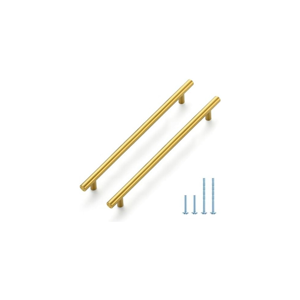 10-Pack 11.3" Cabinet Pulls, 224Mm Hole Center, Brushed Brass & Stainless Steel, Compatible With Standard Cabinets 9485826409564