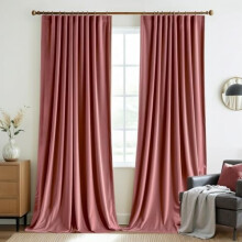 Velvet Curtains 96" x 2 Panels Dusty Rose Pink