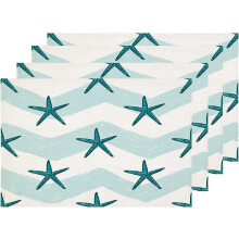 White Starfish Placemats Linen-Burlap 12x18 in Set of 4
