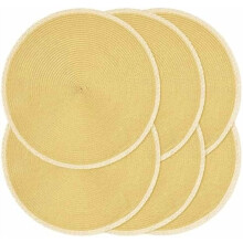 Round Placemats 15 inch, Braided Edge, Set of 6