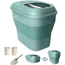 Contenedor plegable hermético para almacenar alimentos para mascotas con