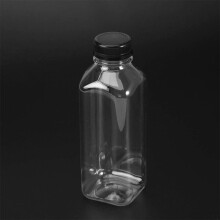 6-Pack PET Beverage Bottles with Black Screw Lids