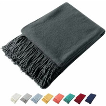 Coperta decorativa lavorata a maglia con frange, in acrilico leggero, morbida e accogliente con nappe per divano, letto (grigio antracite, 50x60