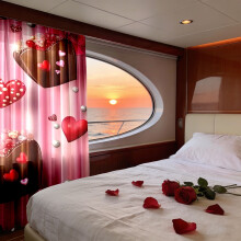 Valentine's Day Curtains 70x100cm Red Heart Rose Polyester
