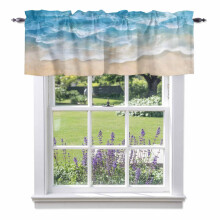 Seaside Blue Waves Rod Pocket Valance 54 x 18 in