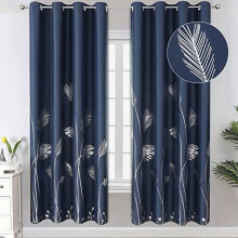 Navy Blue Silver Palm Tree Blackout Curtains 52x72 Inch 2