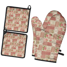 Juego de 2 manoplas de cocina Pioneer con estampado floral, resistentes al calor, 7.7" x 12".