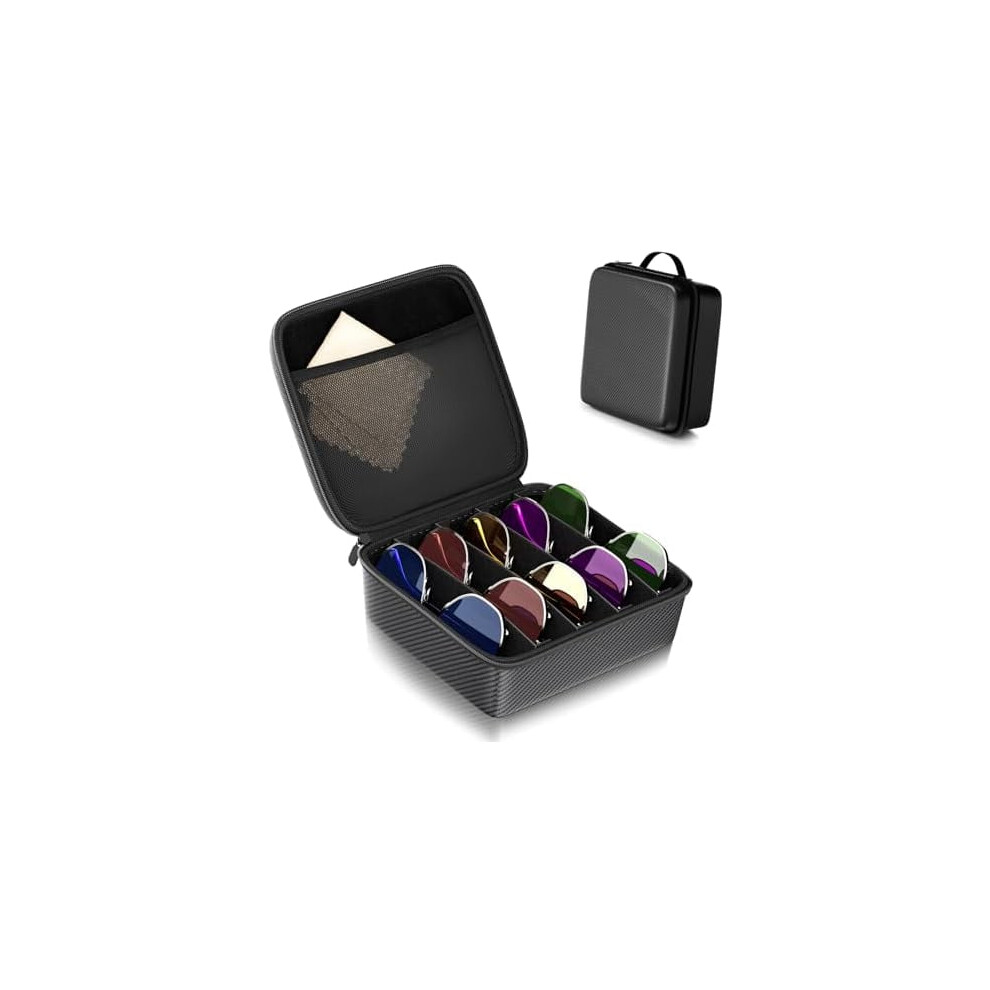 Travel Sunglasses Organizer, Hard Shell Sunglass Case Adjustable Slots for Multiple Sunglass Eyeglass Case