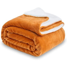 Sherpa Fleece Throw Blanket, Double-Sided Super Soft Luxurious Plush Blanket Twin Size, Burnt Orange, 60x80 inches