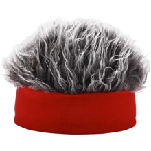 Męska, modna czapka beanie z dzianiny ze sztucznego futra, w stylu hip-hopowym, z kolcami i zabawną peruką, z daszkiem w kształcie peruki i