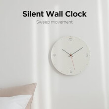 12" Flatwood Wall Clock, Non-Ticking Sweep Movement, Battery Operated – Simple Black, for Home, Office, School (Compatible with Standard Wall