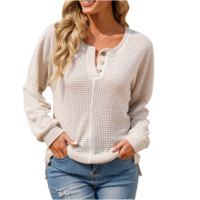 Langarmbluse aus Polyester für Damen, Rundhalsausschnitt, geometrisches Muster, elegante Bluse, lässige Langarmbluse