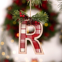 Christmas Letter Ornaments – Red Wooden 26-Piece Set