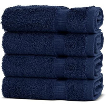 | Serviettes turques premium 100 % coton, qualité hôtel et spa | Douces et absorbantes (lot de 4 gants de toilette, bleu marine)