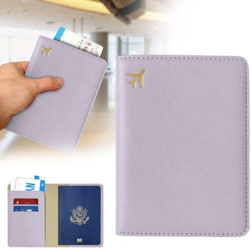 Αδιάβροχη θήκη διαβατηρίου με υποδοχή AirTag, χαριτωμένη ανοιχτό μωβ θήκη