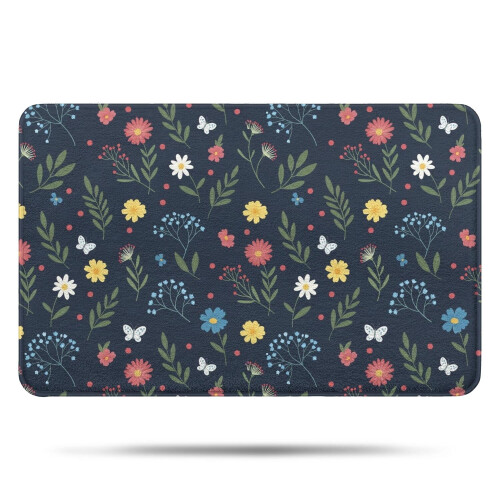Tapete de banheiro floral em microfibra, 43 x 69 cm (17 x 27 polegadas)
