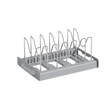 Estante para ollas - Organizador de sartenes expandible para armario, soporte para tapas de ollas con 6 compartimentos ajustables para armario de