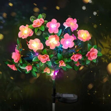 2-pak solcelledrevne azalea havelamper, udendørs vandtætte pælelamper med 42 varme LED-stilamper til have, græsplæne, terrasse, havedekoration,