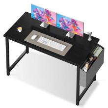 EDX 47" Computer Desk with Metal Frame, Scratch-Resistant Surface & Side Storage Bag – Modern Office Desk, Black