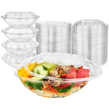 Doorzichtige plastic saladeschalen van 950 ml met deksels (50 stuks)