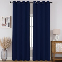 Faux Linen Blackout Thermal Curtains 2 pcs 52x84 in