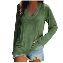 Top de manga larga con cuello en V liso para mujer Your Style A1Series XXL