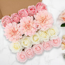 Light Pink Artificial Flower Gift Box – 18-Piece Mixed