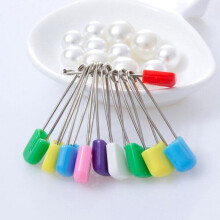 Stainless Steel Safety Pins with Locking Plastic Heads for Cloth Diapers 5 0*1 0cm Assorted Color