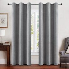 Faux Linen Blackout Curtains 52" x 96" Grommet Pair
