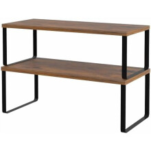 Stackable Cabinet Organizer Shelf Set (2 pcs) – Spice Rack, Pantry & Counter Storage, Black & Brown, compatible with standard cabinets