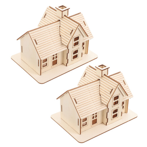 10Ensembles Construction Maison Bois Puzzle DIY Décor 2