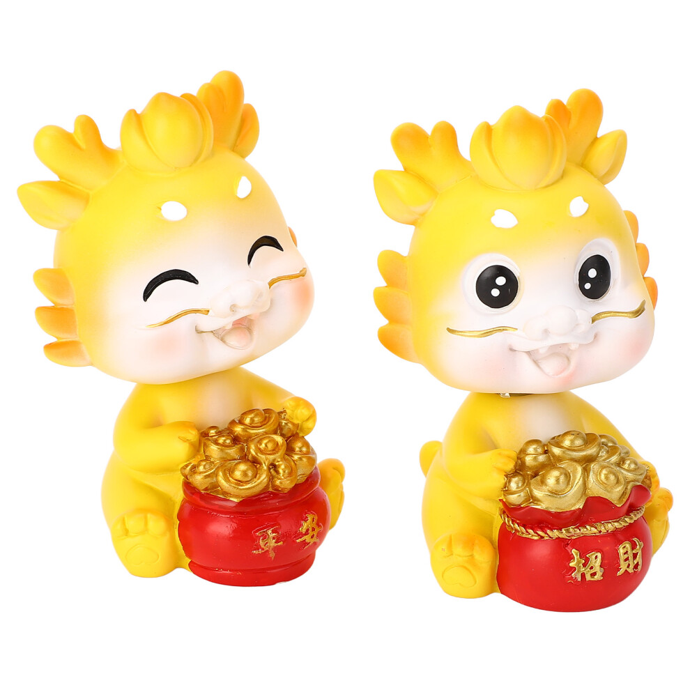 2pcs Zodiac Dragon Ornaments Resin Car Decor
