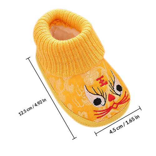 1Paire Chaussures Bébé Hiver Brodées Coton Velours 1