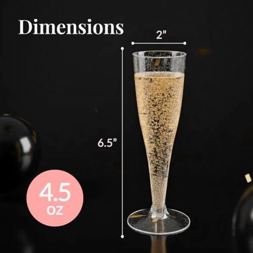 Taças de champanhe de plástico com glitter dourado (pacote com 100) 2