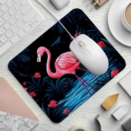 Flamingo Rainforest muismat met rubberen onderkant (1 stuk) 1