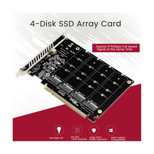 Κάρτα προσαρμογέα 4 θυρών M.2NVMe SSD σε PCIe x16 2
