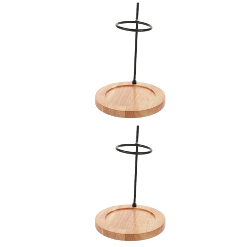 2Pcs Coffee Dripper Stand Wooden Iron Filter Cup Holder Storage Rack 2