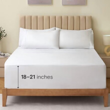Ensemble de draps 4 pièces pour lit King Size, poches profondes, infroissables et rafraîchissants, lavables en machine, doux et soyeux - Blanc King