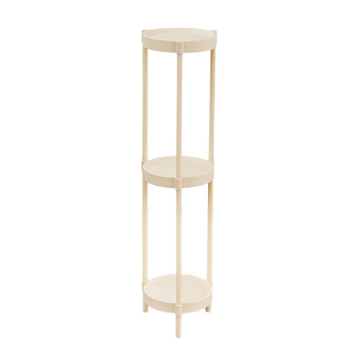 Round Sofa Side Table with Tier Storage and Steel Frame 1