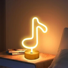 Neon Music Notes Light – Warm White, Battery-Operated, Wall/Table Decor, Party Gift for Kids