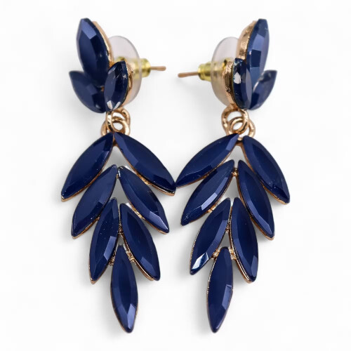 Royal Blue - Vintage Glass - Long Drop - Earrings 2
