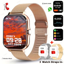 Smartwatch unisex da 1,83'' Full Touch - Chiamate/composizioni wireless, ricarica USB da 180 mAh, cinturino in acciaio, per Android e compatibile con