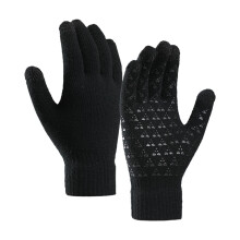 Sorte vinterhandsker med touchskærm og skridsikre materialer, termisk, blødt strikfor, elastisk manchet, inklusive størrelser – under $5