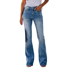 Damen-Capri-Jeans, Stretch, High Waist, Bootcut, Dunkelblau, Größe 2XL